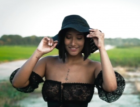 [alika penagos, met art x, video, brunette, outdoor, hat, masturbation]